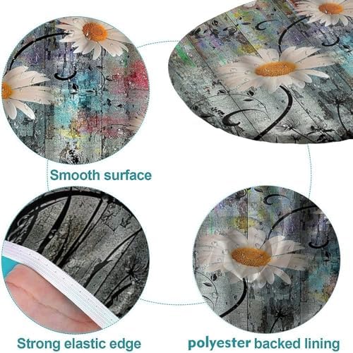 Colorful Daisies on Textured Background Print Oval Tablecloths Stain Resistant Oilproof Elastic for Dining/Party/Buffet/Wedding Fits for 48" x 68" Oval Table - Image 5