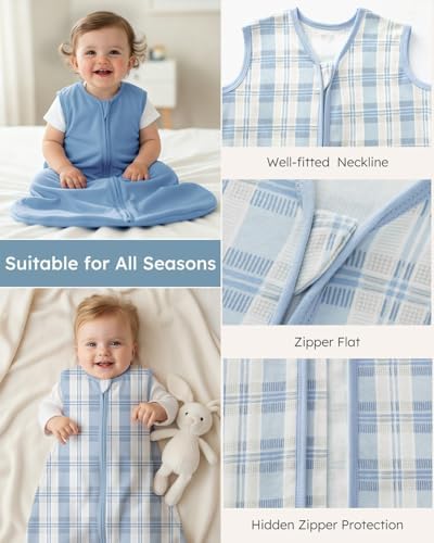 Yoofoss Baby Sleep Sack 12-18 Month 0.5TOG 100% Organic Cotton 2-Way Zipper - Image 4