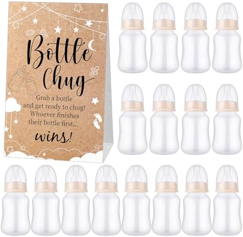TrelaCo 20 Pcs Bottle Chug Game 20 Pcs Baby Bottles 1 Beige Sign, Kraft by TrelaCo