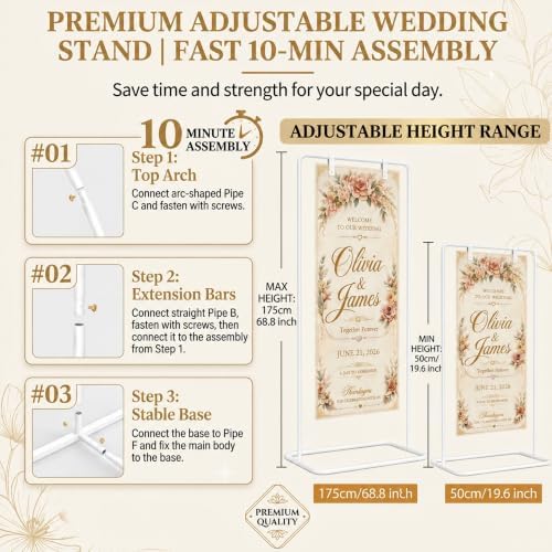 Yebo Wedding Welcome Sign Stand, Adjustable Display Easel with Carry Bag - Image 4