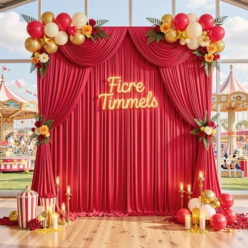 Outpain 30 ft x 8 ft Red Backdrop Curtain Panels, 6 Panels 5 ft x 8 ft Wrinkle Free Polyester Photography Backdrop Drapes, Wedding Party Home Decoration Supplies - Image 6