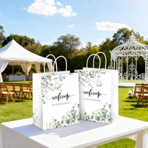 QIELSER 50 pcs Welcome Bags for Wedding Guests Bulk with Tags Welcome to Our Wedding Gift Bags with Handles for Birthday Party Baby Shower Favors Supplies - Image 5
