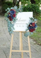Artificial Navy Blue Wedding Arch Flower Floral Swags Set of 2 - Image 2
