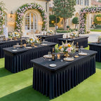 4 Pack Black Spandex Tablecloth for 6FT Rectangle Tables, Fitted Stretch Table Cover with Skirt, Wrinkle Free Washable Elastic Table Cloth for 6 Foot Folding Table, Wedding Banquet Baby Shower - Image 2