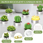 36 Pcs Succulent Candles Party Favors, Mini Cactus Tealight Candles Bulk - Image 3