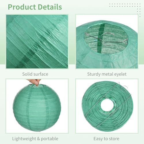 6" 8" 10" 12" Sizes Assorted, Indoor Outdoor Hanging Round Lanterns, 32 Pcs Paper Lanterns, Foldable Lanterns for Birthday Wedding Baby Shower Festival Christmas Party Decoration - Image 6