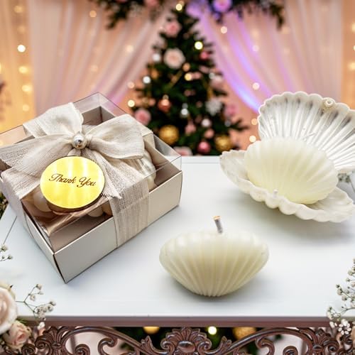 White Seashell Candle Party Favors in a Plastic Box, Wedding Favor Guest Bulk,Bridal Shower Gifts, Baby Shower giveaways for Baptism (10,20,30,50,100.. Options Available in Customize Section) - Image 4