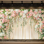10X8FT Wedding Photography Backdrop Pink Flower Floral Bridal Backdrop Anniversary Ceremony Wall Background Flower Girl Birthday Party Decorations Baby Shower Banner Mother's Day Photo Booth Props - Image 2