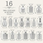 32 PCS Assorted Vintage Bud Vases, Colorful Glass Small Vases Bulk, for Centerpieces, Wedding Table Decor, Home Decorations & Gifts (Silver Srires) - Image 2