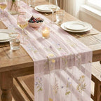 Artoid Mode 6PC Floral Light Pink Embroidery Table Runner 120 Inch 10FT - Image 7