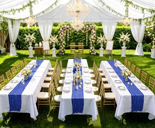 20 Pack Royal Blue Table Runners 17 x 108inch Cheesecloth Table Runner Rustic Boho Gauze Sheer Fabric Cheese Cloth Table Runner for Wedding Party Bridal Baby Shower Birthday Spring Table Decor - Image 6