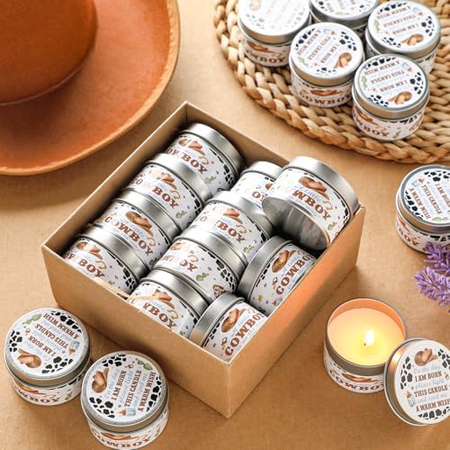 MTLEE Cowboy 24 Pcs Baby Shower Party Favors Candles Lavender Scented Baby Shower Favors for Guests Rustic Tealights Candles Gender Reveal Return Gifts(White, 1.2 oz) - Image 4