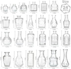 Clear Glass Bud Vase Set of 24 Pcs,Small Bud Vases in Bulk,Glass Crystal Flower Vases Table Centerpieces for Party Event Wedding Decor Baby Shower Decorations (Clear, 24 Pcs) - Image 2