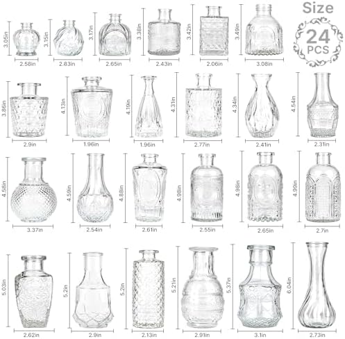 Clear Glass Bud Vase Set of 24 Pcs,Small Bud Vases in Bulk,Glass Crystal Flower Vases Table Centerpieces for Party Event Wedding Decor Baby Shower Decorations (Clear, 24 Pcs) - Image 2