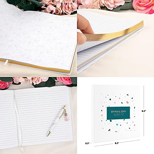 Andaz Press Personalized Wedding Guestbook with Gold Accents, Terrazzo White Guest Sign in Guest Registry 120 Pages 8.5 X 8.5 Memories Book for DIY, Scrapbook, Photo Album - Image 5