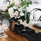 12 Pack Cheesecloth Table Runner 10Ft Christmas Gauze Boho Table Runners for Wedding Decor Bridal Shower Decorations Baby Shower Party(35" x 120")(Black) - Image 3