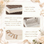 Gerrii Wedding Party Decoration 12 x 9.4 x 5.3 in Large Wicker Storage Basket with Lid Wedding Card Box and Card Banner Set Money Envelope Box Gift for Baby Shower Favor Supplies(Coffee) - Image 5