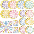 144 Pcs 48 Guests Pastel Striped Party Plates and Napkin Scalloped by Skybooly