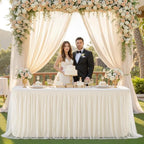 2 Pack 6ft Ivory Tulle Tablecloth for Rectangle Tables 6 Foot Ivory Wedding Table Cloths Rectangular Wrinkle Free Table Cover with Tutu Skirt for Baby Shower Birthday Party Banquet Buffet Cake - Image 4