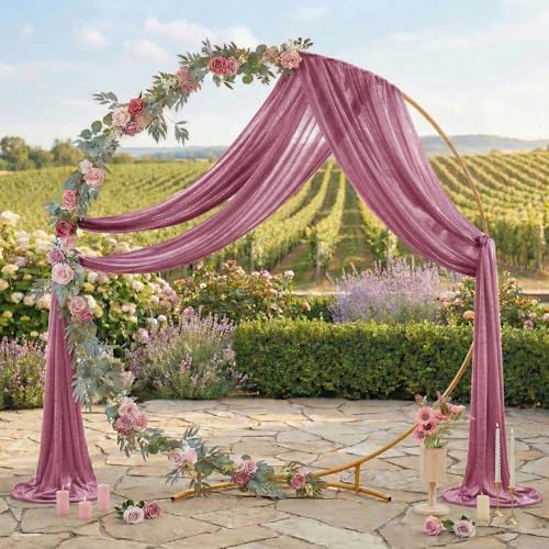 Pack of 2 Wedding Arch Drape Panel Fabric 30" x 100ft - Mauva - Image 3