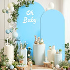Set of 2 Arch Backdrop Covers 7.2FT, 6FT Blue and Oh Baby Decal Sign - Adjustable Spandex Arch Covers Stretchy Backdrop for Wedding Birthday Party Baby Shower Banquet Decoration - Image 3