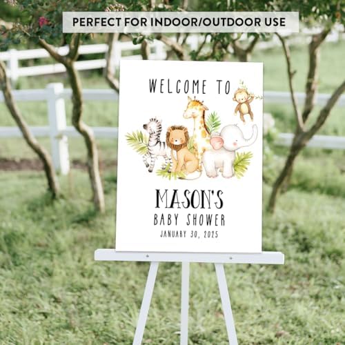 Andaz Press Custom Large Baby Shower Canvas Welcome Sign, 16 x 20 Inches, Safari Animals, Guestbook Alternative, Personalized Sign For Jungle Safari Baby Shower, Sprinkle Theme - Image 6