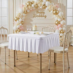 Wish Care 2 Pack White Spandex Tablecloths for 34x34 Inch Square Tables, Stretch Fitted Table Clothes with Pleated Ruffle Skirt for 34” Table, Wrinkle Free and Elastic, for Party Kitchen Home Dining - Image 7