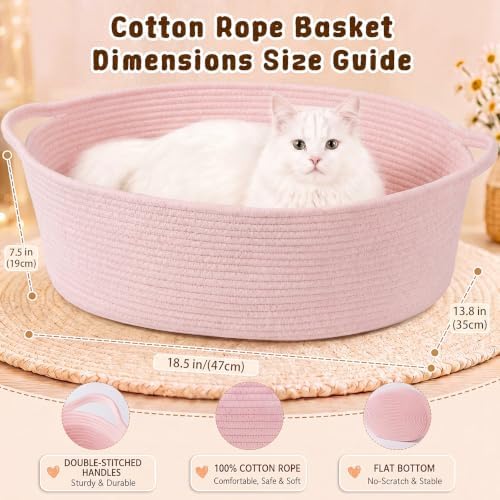 OIAHOMY Large Gift Basket Empty 18.5" x 13.8" x 7.5", Storage Basket with Gift Bag, Ribbon and Glitter Tulle for DIY Anytime, Toy Storage for Kids, Dogs with Handles in A Stylish Design - Pink - Image 2