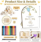 Winnie Baby Shower Decorations, Winnie Baby Shower Blocks Game Set, Fun Party Activity Set, 24 Acrylic Paint Pens with 50 Blank Wooden Blocks for Baby Shower Game and Table Decorations, Gender Reveal - Image 2