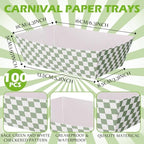 Geosar 200 PcsGingham Paper Food Tray with Wax Paper,Green White - Image 2