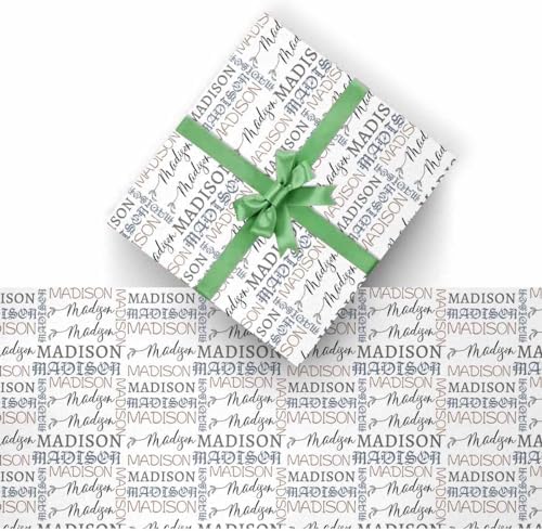 AOFUN Personalized Name Text Custom Wrapping Paper Picture Personalized Gift Wrap Paper Custom Wrapping Paper Picture Custom Name Wrapping Paper 3 Rolls 58"" x 23"", Style 23 - Image 2