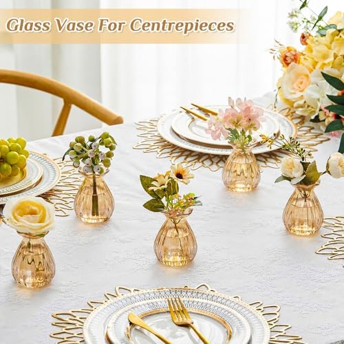 12 Pieces 3.5 Inch Glass Bud Vase Mini, Amber - Image 6