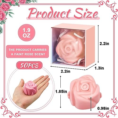 Loopeer 50 Pcs Rose Soap Favors for Wedding Bridal Shower Mini Flower Shaped Scented Soap Guest Gift Bulk with Box for Baby Shower Birthday Party Anniversary Decor(Beige, Pink, Rose Red) - Image 2