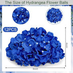 Royal Blue Hydrangea Flower Balls for Centerpieces - 12 PCS - Image 2