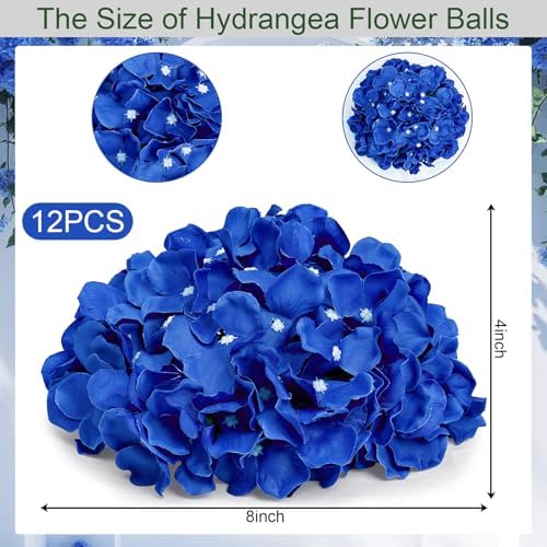 Royal Blue Hydrangea Flower Balls for Centerpieces - 12 PCS - Image 2
