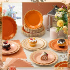 Zhehao 150 Pcs Orange Paper Plates Napkins Serves 50 - Image 2