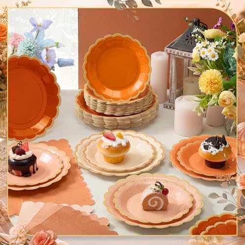 Zhehao 150 Pcs Orange Paper Plates Napkins Serves 50 - Image 2