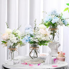 Zeyune 6 Sets Mason Jar Table Centerpiece Artificial Flower, Blue, White - Image 3