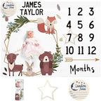 Custom Name Baby Milestone Blanket - Baby Milestone Monthly Blanket with Double Sided for Boy Girl Baby Photography Props - Bear Print Gifts for Kids Infant (FixedSize) by Dyoart