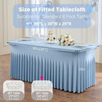 4 Pack Dusty Blue Spandex Table Clothes for 8 Foot Rectangle Tables, Wrinkle Free Fitted Table Cover 8ft Stretch Tablecloths Desk Skirt for Parties Weddings Birthday Banquet Baby Shower - Image 5