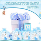Poen 50 Sets Bear Candles Gender Reveal Cute Candle 50 Bear Thank You Card and Gift Bags Girl Boy Baby Shower Return Gifts for Guest(Blue) - Image 6