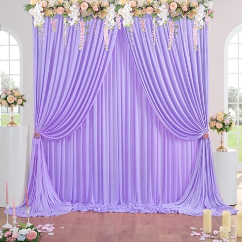 50×10 ft Lavender Wrinkle Free Backdrop Curtain for Wedding Party, 10 Panels 5×10ft Soft Silky Light Purple Lilic Backdrop Drapes for Birthday Parties Baby Shower Photo Photography Backgrounds ﻿ - Image 2