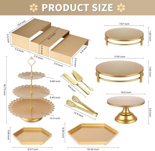 12 PCS Gold Cake Stand Set, Dessert Table Display Set - Image 4