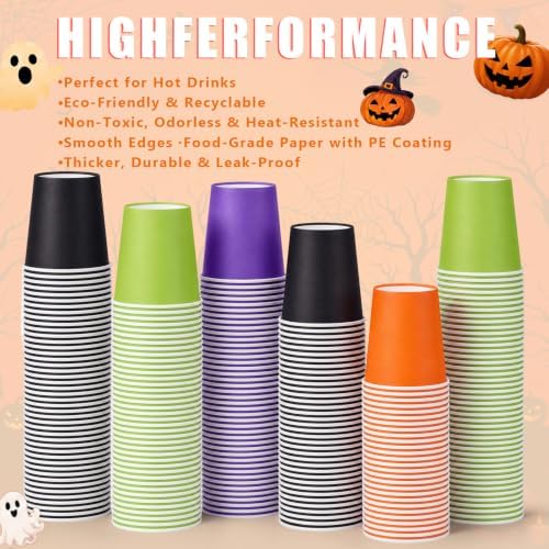 300 Pack 8 oz Halloween Disposable Paper Cups for Halloween Birthday Party - Image 4