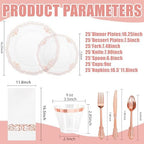 Ciaell 175 Piece Rose Gold Plastic Plates for Weddings Parties - Image 2