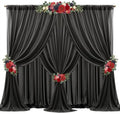 30ft x 10ft Black Backdrop Curtains, Wrinkle-Free Sheer Chiffon Fabric Photo Background Drapes for Wedding Arch Party Ceremony Stage Photography Decorations by WishCare