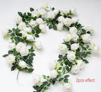 2Pcs 12Ft Bendable Flower Garland Faux Rose Vine for Wedding Decor,White - Image 3