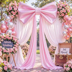 Big Pink Bow Backdrop Large Pink Bow Decor Gift Bows Birthday Decorations 48x24x120 Inches Giant Bow Birthday Party Backdrop for Wedding Baby Shower Photography Coquette Room Decor - Image 4