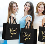Sweetude 30 Thank You Non Woven Gift Bag, 11 x 12 x 5 Inch, Black - Image 4