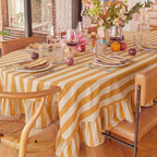 Tudomro Striped Tablecloth, Rectangle, Mustard, Ivory, 60'' X 120'' - Image 7